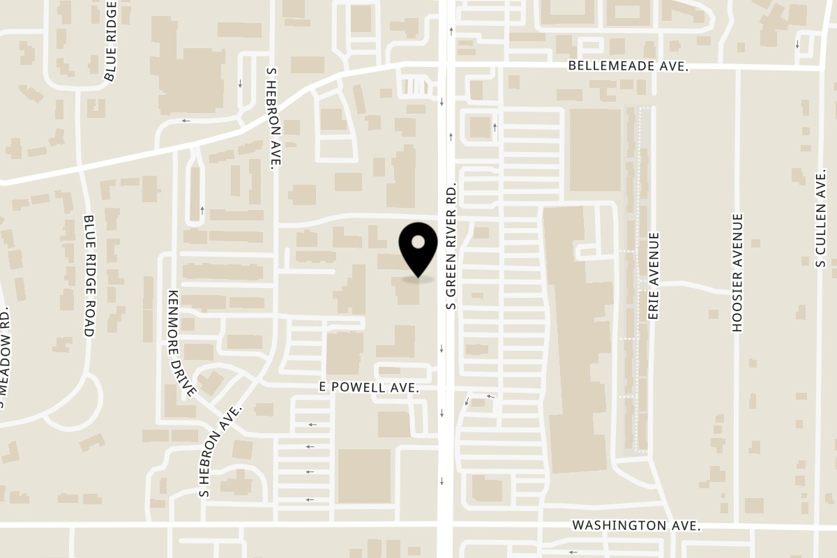 Map showing the location of Yak and Yeti Himalayan Cuisine Evansville on 815 S Green River Rd in Evansville