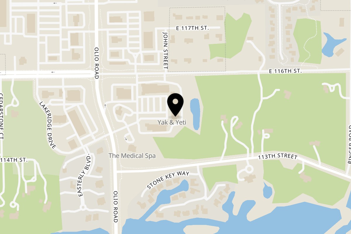 Map showing the location of Yak and Yeti Himalayan Cuisine Fishers on 11561 Geist Pavilion Dr #103 in Fishers